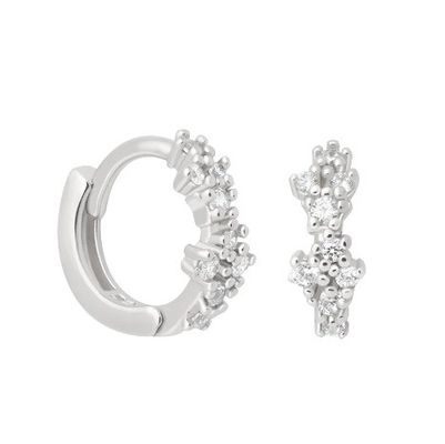 Flores em forma de branco CZ 925 Sterling Silevr Huggies brincos para mulheres