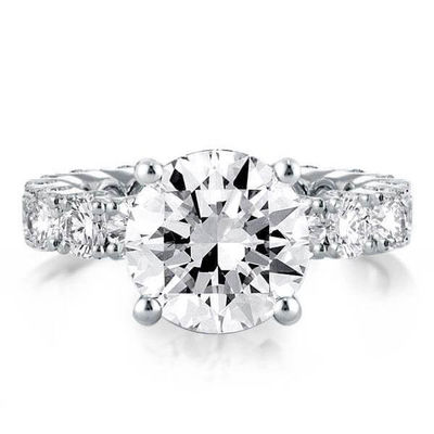 Anéis de noivado de ouro branco 18K Zircon Eternity Band 925 Sterling Silver