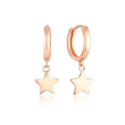 Brass 14K Gold Star Formed Hoop Earrings ForWomen Joias Diárias Simples