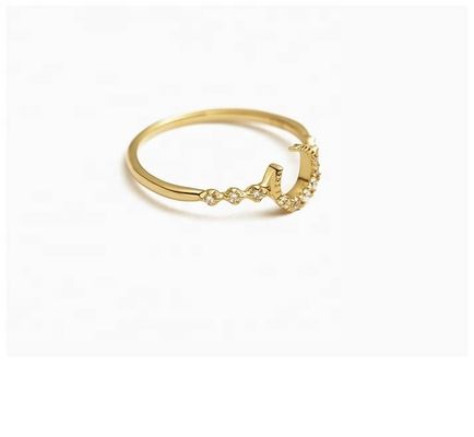 Anel de lua de prata fina 925 personalizado para homens com ouro de 14k 18k 24k do Brasil 2022