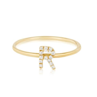 Joias de Prata Personalizadas 18K Placado em Ouro Empilhadeira Inicial CZ Anéis Finos para Mulheres