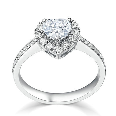 Brass Creative Heart Shape Clear CZ 925 Sterling Silver Eternity Band Rings Para Mulheres Joias
