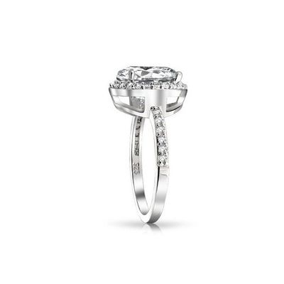 925 Sterling Silver 10mm Branco CZ Solitário Anel de Noivado com Pedra Principal Tamanho 10mm