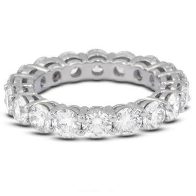 925 Sterling Silver 4mm CZ Eternity Band Anel Eco-Friendly Sim Revestimento Ouro Rosa