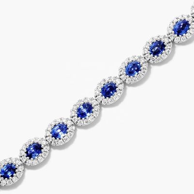 5.7mm Largura Circão Pulseira de tênis Oval Esmeralda Branca 14K ouro Pulseira Mulheres