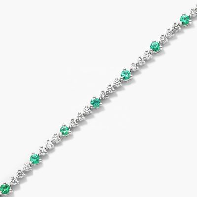 Bracelete de tênis de zircão branco rubí de corte redondo de prata esterlina Bracelete de tênis