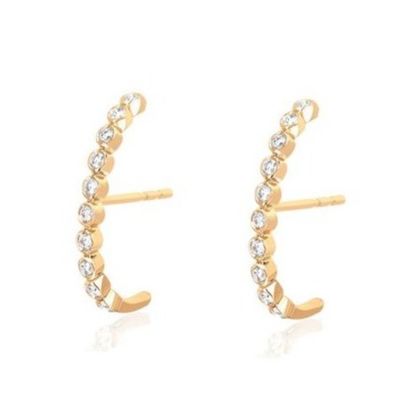 18K ouro revestido Bezel Configuração Branco cúbico Zircon Stud brincos para mulheres