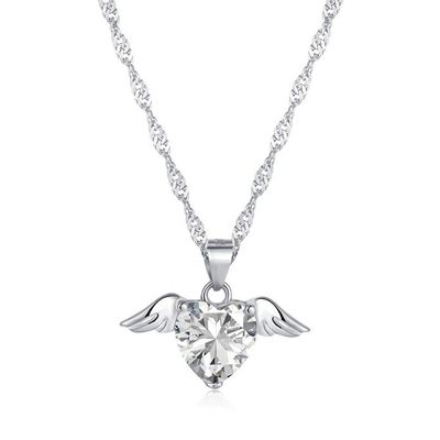 S925 Prata Sterling Love Wings Necklace Mulheres Coração Circão Colarbone Chain Jewelry