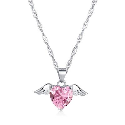 S925 Prata Sterling Love Wings Necklace Mulheres Coração Circão Colarbone Chain Jewelry