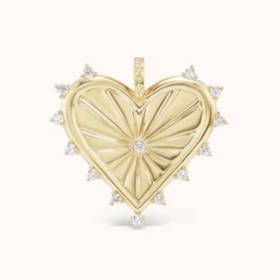 Ouro 18K Branco CZ Amores com Pico Coração Encanto Colar 925 Penda de Prata Sterling