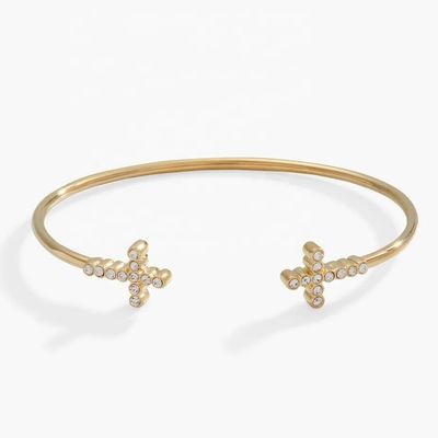 925 14K Cruz de Ouro Pulseira Bracelete Com Pave Cristal Zircon Para Mulheres