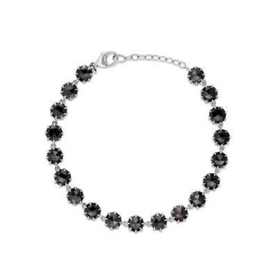 Thorn CZ Pulseira de tênis de diamante Pulsera de pedra preciosa preta revestida de ródio