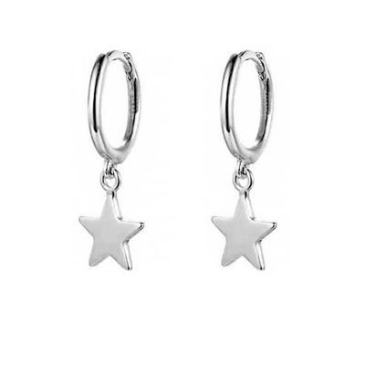 Brass 14K Gold Star Formed Hoop Earrings ForWomen Joias Diárias Simples