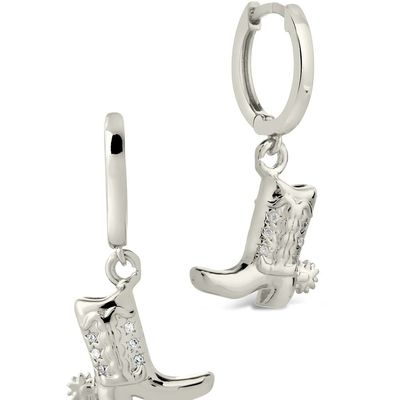 Botas de Cowboy Micro Delicado Brass Drop Brincos Brancos CZ Pedra Brass Dangle Brincos