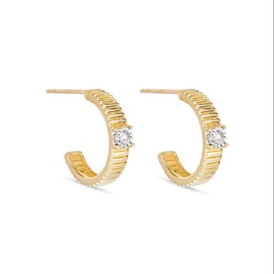 Ladies Cubic Zirconia Diamond Hoop Brass Round Brilliant Cut