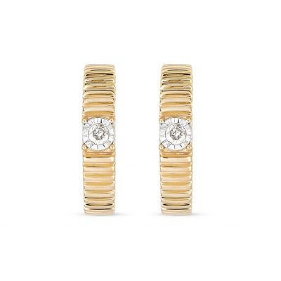 Ladies Cubic Zirconia Diamond Hoop Brass Round Brilliant Cut