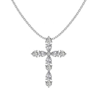 Customize 925 Sterling Silver Cross Necklace 18k Silver Cross And Chain senhoras