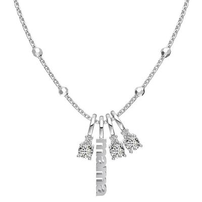 Colar de prata branco CZ 4mm 925 Colar de pedra de zircão feminino