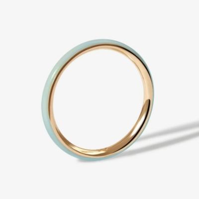 Anéis dourados de esmalte rosa 18K Anéis de empilhamento de prata sólida 925