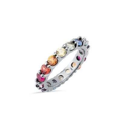 Anel de Eternidade de Pring Unico Acessórios de Zircão cúbico colorido Mulheres 925 Sterling Silver