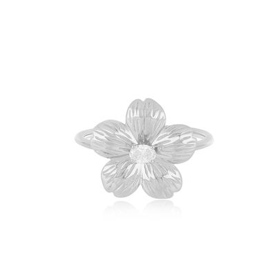 Forever Flower 18K ouro revestido Oval CZ Feminino Anel em 925 Sterling Prata Joias