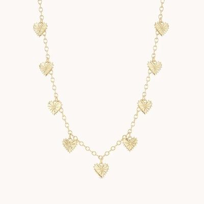 Moderno 14K Revestido de Ouro Moda Multi-Coração em forma de Encanto Collar de Brass Feminino