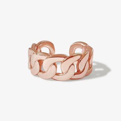 S925 Prata Joalharia fina 14K Amarelo Ouro Chain Chunky Open Ring
