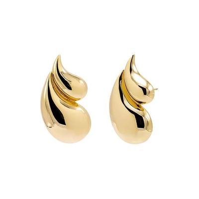 2024 Double Teardrop Fashion 18K brincos dourados e aceitação de logotipo personalizado