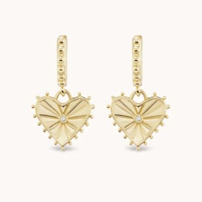 14K ouro Revestido Dangle Drop Heart Huggies brincos para mulheres são 925 Sterling Silver