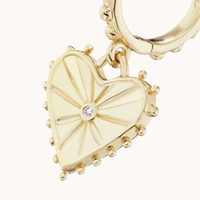 14K ouro Revestido Dangle Drop Heart Huggies brincos para mulheres são 925 Sterling Silver