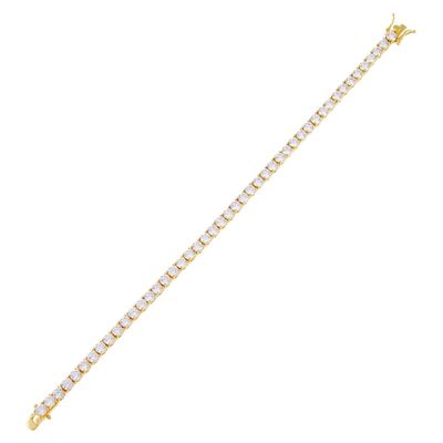 Item quente 925 Sterling Silver Plating Gold 3mm Cubic Zirconia Pulseira de tênis para mulheres