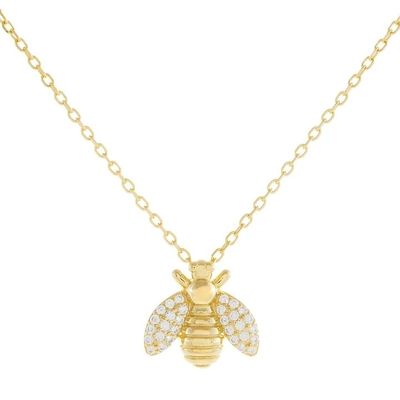 Moda 18K Prateado de ouro Pendente de abelha Colar de mão feita por 925 Sterling Joias de prata
