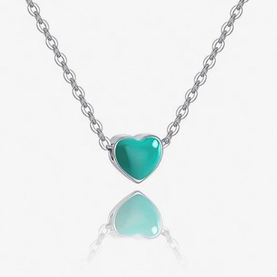 Coração Pequeno Rosa Revestido com Ródio Pendentes de Prata 925 Sterling Feminino