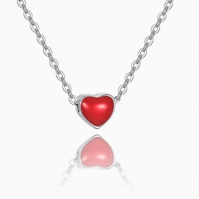 Coração Pequeno Rosa Revestido com Ródio Pendentes de Prata 925 Sterling Feminino