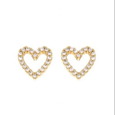 Brass/Copper/925 Sterling Silver Heart Stud Earrings com Full Pave CZ Heart Tamanho 8mm