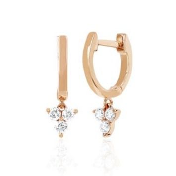 14K Gold Blossom Mini Huggie Diamante Trio Drop Brincos Prata Joalharia Material principal