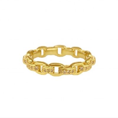 Cadeia de Enlaçamento de Caminhão 18K Ouro Delicado Indivíduo Super Fada 925 Sterling Silver Ring