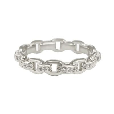 Cadeia de Enlaçamento de Caminhão 18K Ouro Delicado Indivíduo Super Fada 925 Sterling Silver Ring