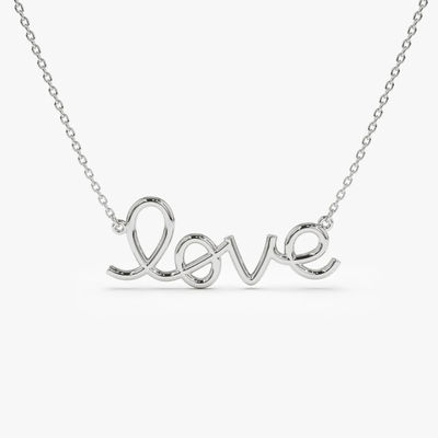 Solid 925 Sterling Silver 14K Gold Plated Love Pendant Necklace para Mulheres Valentine Gift