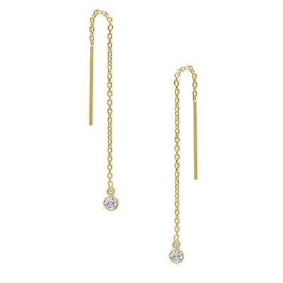 925 prata esterlina simplesmente 18k ouro bandeira feminina Brinco de encadeador de cadeia de gotas
