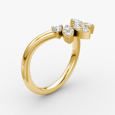 Novos Chegados Designs Elegante 925 Sterling Prata 18K Ouro Petal Coroa Anéis