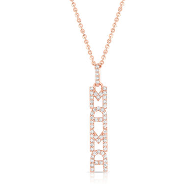 Elegante 925 Sterling Prata 14K Ouro MAMA Flutuante Longo Pênalti Colar
