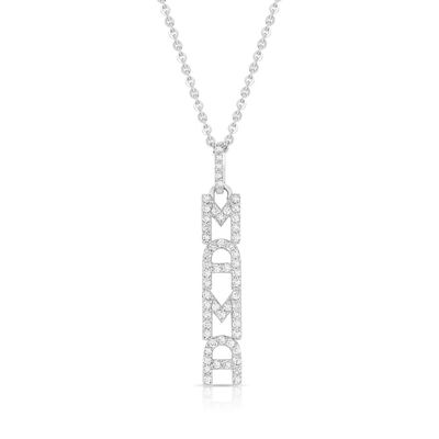 Elegante 925 Sterling Prata 14K Ouro MAMA Flutuante Longo Pênalti Colar