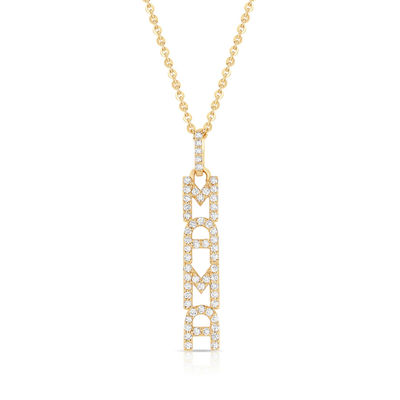 Elegante 925 Sterling Prata 14K Ouro MAMA Flutuante Longo Pênalti Colar