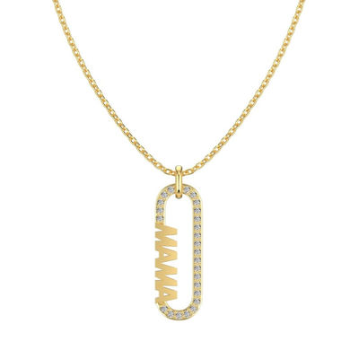 18k de ouro Mamã clipe pendente colar em 925 Sterling Silver