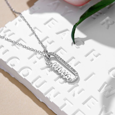 18k de ouro Mamã clipe pendente colar em 925 Sterling Silver