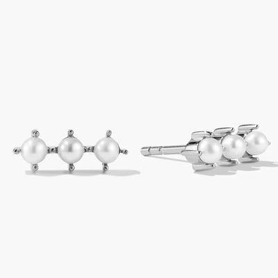 18K ouro revestido Pearl Stud brincos prata esterlina com logotipo personalizado