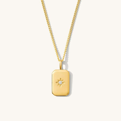 Rectangular Estrela Pequena 925 Sterling Prata Ouro Revestido Colar Para Crianças
