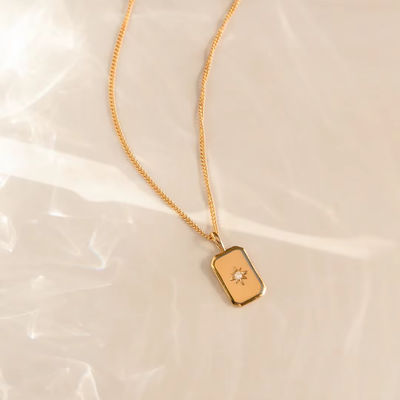 Rectangular Estrela Pequena 925 Sterling Prata Ouro Revestido Colar Para Crianças