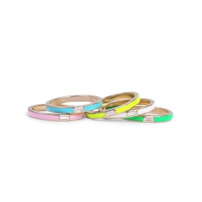 Anel de esmalte elegante com zircônio cúbico rectangular 925 prata esterlina jóias presente para mulheres